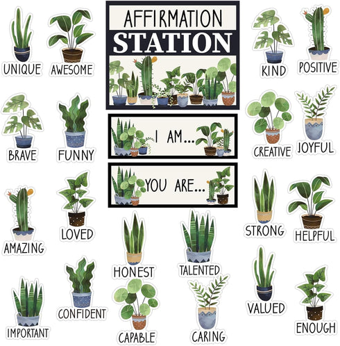 Boho Affirmation Station Bulletin Board Set Boho Plant Bulletin Board for Classroom Decor Motivational Posters Positive Affirmations Accents Inspi...