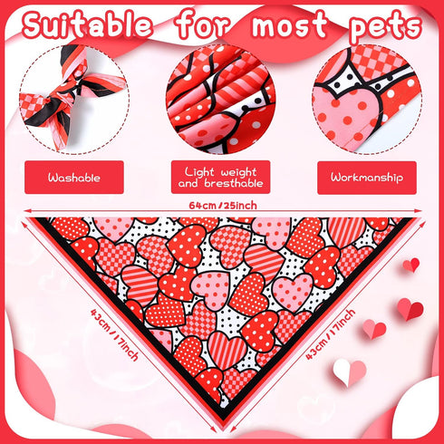 24 Pcs Valentine's Day Dog Bow Set includes 10 Pcs 4th of July Dog Bow Ties and 10 Pcs Dog Neckties, 4 Dog Bandana with Adjustable Pet Grooming Ac...