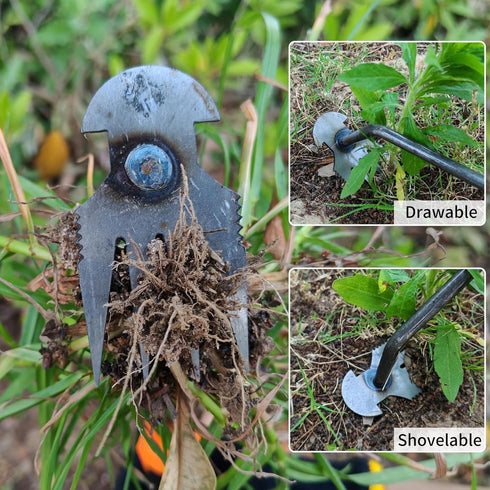 XIAONAN Weed Tool,Weed Puller with Handle Manual Hand Weeder Tool 4 Teeth Dual Purpose Weeder High Strength Garden Weed Removal Tool for Garden Ya...