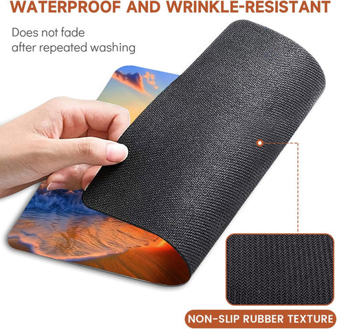 Mouse Pad, Non-Slip Rubber Base Mouse Mat Mousepad Waterproof Gaming Mouse Pad for Wireless Mouse, Computers Laptop Home Office (sunset sea)...