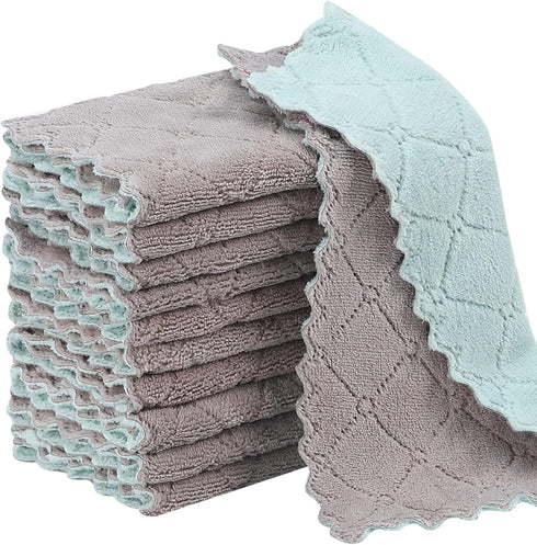 11Pack Kitchen Dish Cloths, Reusable Dish Towels, Nonstick Oil Washable Fast Drying, Super Absorbent Coral Velvet Cleaning Cloths for Mom from Dau...