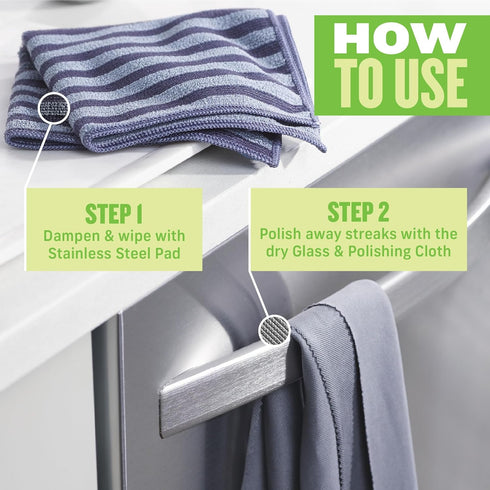 E-Cloth Stainless Steel Cleaning Kit, Microfiber Stainless Steel Cleaner for a Spotless Shine Home Appliances Including Oven, Stove and Refrigerat...