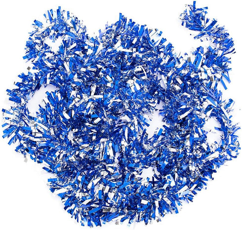 Anderson's Blue & Silver Metallic Tinsel Twist for Trailer Or Golf Cart, 4 inches Wide x 25 ft Long, Christmas, Birthday, Patriotic, Graduation an...