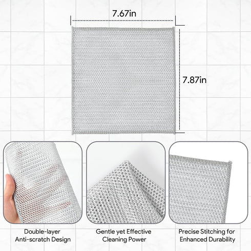 Non Scratch Dish Washing Cloth Wire Kitchen Dish Towels Dishwashing Rag Scrub Scratch Cloth Tableware Scrubber and Windows Cleaning Clothes Househ...