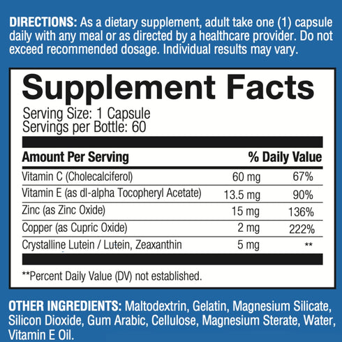 Healthy Eyes w/Lutein + Zeaxanthin Vitamins, Eye Supplements to Help Protect Against Harmful Radicals & Blue Light W/Essential Antioxidants, Help ...