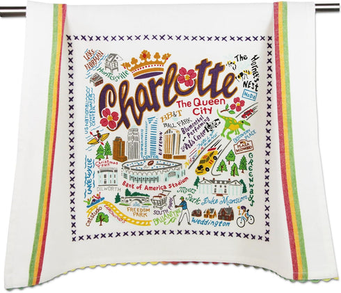 Catstudio Charlotte Dish Towel - U.S. City Souvenir Kitchen and Hand Towel with Original Artwork - Perfect Tea Towels for North Carolina Lovers, T...