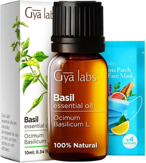 Gya Labs Basil Essential Oil for Diffusers - 0.34 Fl Oz - 100% Pure Natural Basil Oil for Skin, Massage, Fragrance & Candles Making Scent...
