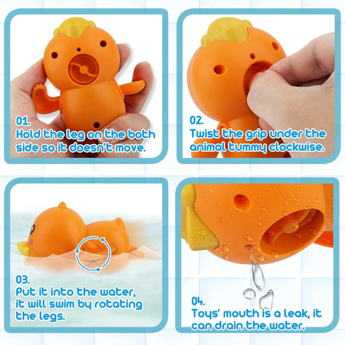 Dwi Dowellin Bath Toys for Toddlers, Magnetic Fishing Games Kids Bathtub Toys, Mold Free Wind-up Toys Swimming Fish Duck Whale Floating Water Toys...