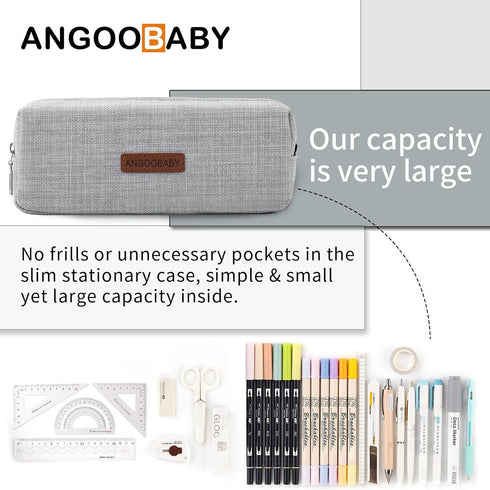 ANGOOBABY Small Pencil Case Student Pencil Pouch Coin Pouch Cosmetic Bag Office Stationery Organizer For Teen School-Grey Green...
