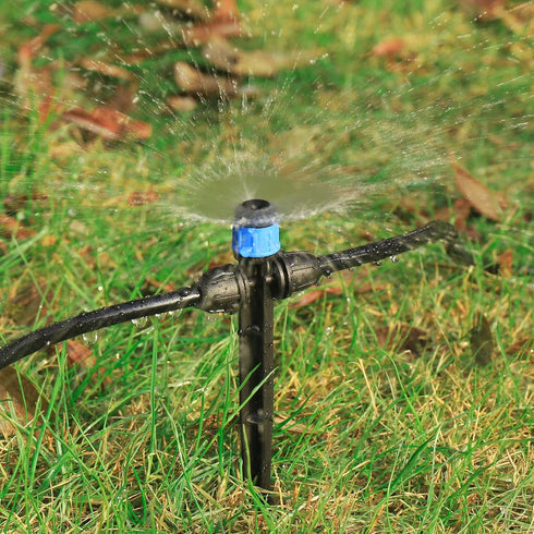Drip Irrigation Emitters Fan Shape with Stake Adjustable 360Deree Fan Sprayer with Lock Barbed Ideal for (4-7mm) Garden Hose Watering System(25Pcs...