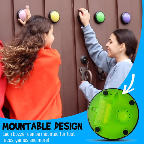 Teacher's Choice 4 Pack Game Buzzers with Unique Loud Sounds for Each Buzzer | Great for Trivia Games, Family Feud, Jeopardy, Competition, Spellin...