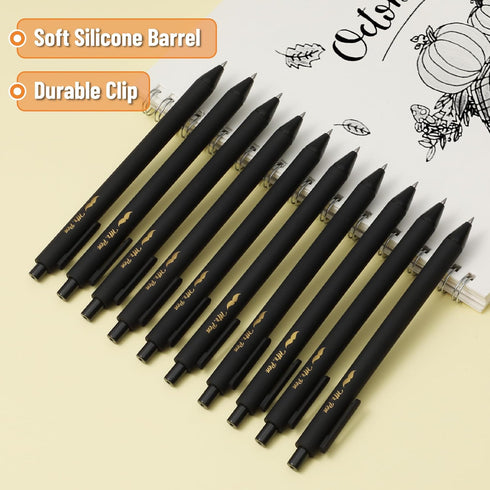 Mr. Pen- Retractable Gel Pens, 10 Pack, Black Ink Gel Pens, Black Barrels, Fast Dry, Gel Pens Fine Point 0.5mm, Retractable Pens, Cute Pens, Gel I...