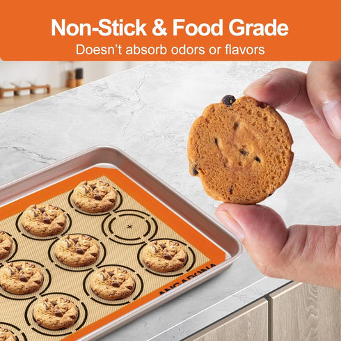 Silicone Baking Mat Sheets Set, Easy Clean &Non-Stick Food Grade Reusable Baking Mat, 2 Half Sheet Cookie Baking Mats Silicone for Oven, Make Maca...