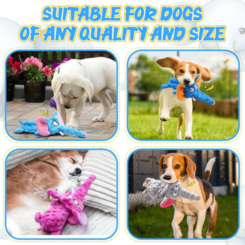 4 Pack Squeaky Dog Toys, Dog Toys for Aggressive Chewers, Tough Plush Dog Toys for Large Dogs, Wrinkly Interactive Puppy Toys for Small and Medium...