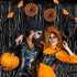 KatchOn XtraLarge Black Streamers - 3.2x8 Feet, Pack of 2 | Fringe Backdrop for Black Party Decorations | Tinsel Backdrop for Birthday, Bacheloret...