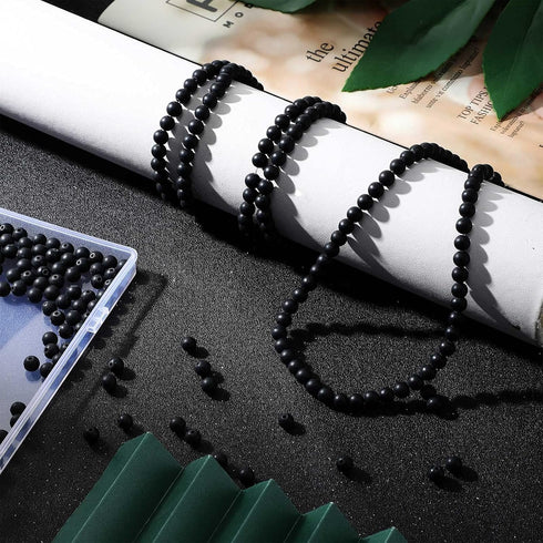 Ecally 300 Pieces Black Matte Onyx Beads Natural Black Agate Round Frosted Onyx Gemstone Loose Beads for Bracelet Necklace Jewelry DIY Making(6 mm...