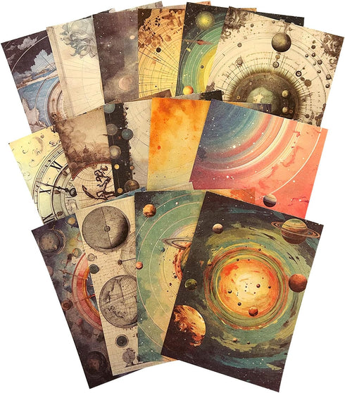100Pcs Scrapbook Craft Paper Kit for Scrapbook Journaling Supplies?Planet Craft Supplies Materials Decoupage Paper for Scrapbooking Supplies?Bulle...