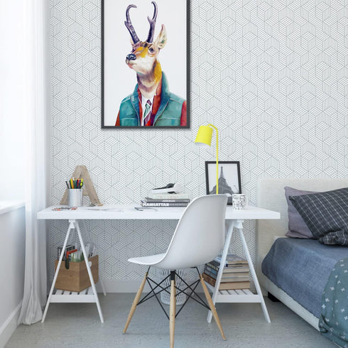 Peel and Stick Wallpaper Geometric Removable Wallpaper Self Adhesive Contact Paper for Furniture Refurbishment and Home Decorative (Silver- 17.7 i...