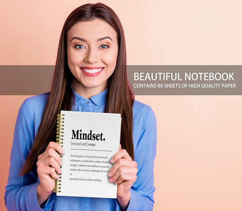 Mindset Inspirational Notebooks Journal - Notebooks for School, 5.5×8.3 Inch Inspirational Spiral Bound Notebook with 164 Pages, College School Su...