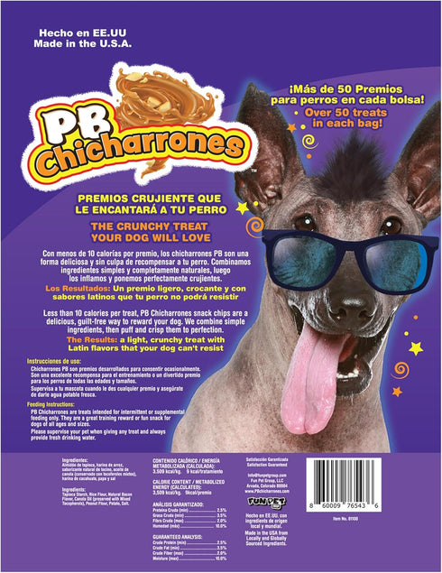 PB Chicharrones - 4oz -Dog Treats, Light Crunchy Treat w/Latin Flavors -Trata de Perro, Un Premio Ligero y Crujiente Con Sabores Latinos...