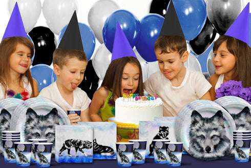 Wolf Birthday Party Supplies Set Plates Napkins Cups Tableware Kit for 16...