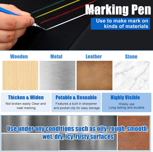 2 Pcs Welders Pencil with 48 PCS Round Refills Mechanical Pencils Metal Welding Marker for Tube Pipe Fitter Welder Steel Construction Woodworking ...