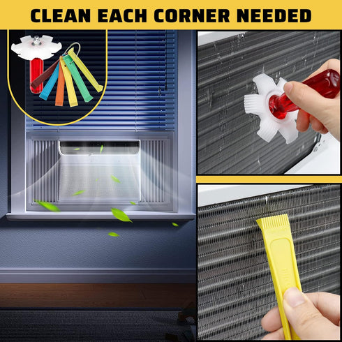 Air Conditioner Condenser Fin Cleaning Brush,Condenser Fin Straightener Fin Comb and Refrigerator Coil Cleaning Whisk Brush,Air Conditioner Cleane...