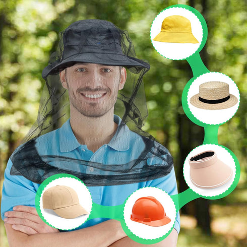 Mosquito Head Net for Insects, 2 Pack, Premium Bug Net for Head, Fly & Bug Protection | Ultra Large & Long, Finest Holes for Camping, Hiking, Fish...