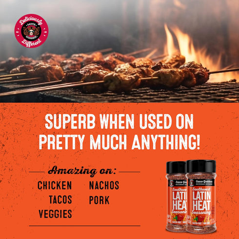 Sauce Goddess Southwest Latin Heat Shaker (2-Pack) - BBQ Rub with Tons of Cumin and Oregano Flavor, Cayenne, and New Mexican Red Chiles. No Sugar,...