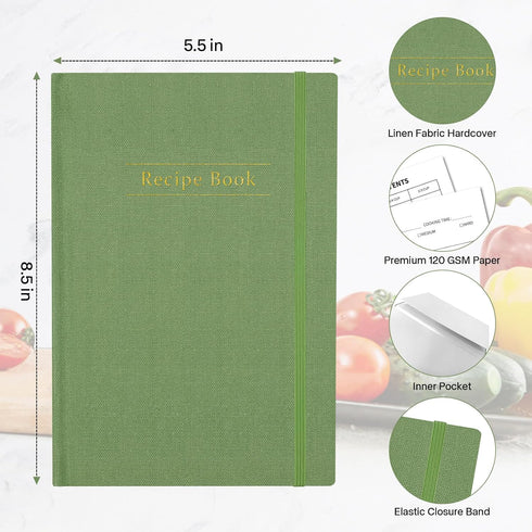 Recipe Book to Write in Your Own Recipes, Blank Recipe Book, Hardcover Recipe Notebook, Blank Cookbook, Recipe Journal, Organize Your Recipes,128 ...