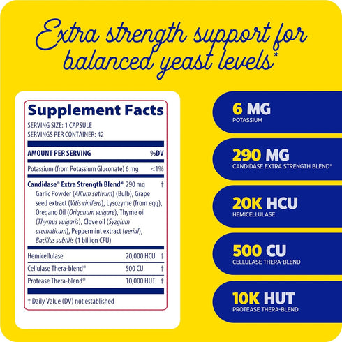 Enzymedica, Candidase Extra Strength, Support for Balanced Yeast Levels, 42 Capsules...