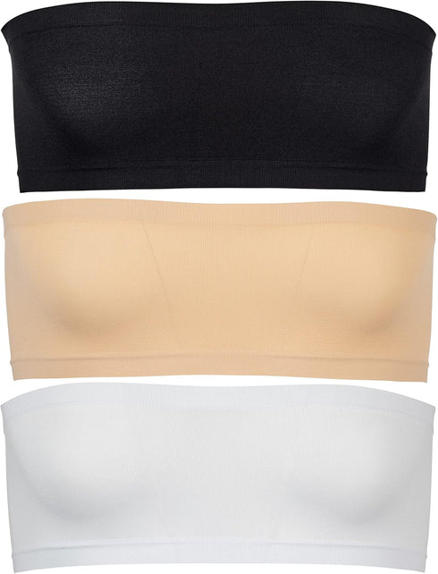 Popular Girls Strapless Bandeau Bra - Seamless Girls Training Bras for Teens. Sports Tube Top Bra 8-14 Age. 3 Pack...
