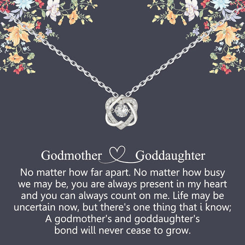 Sterling Silver Interlocking 2 Hearts Necklace, Female Godmother Gifts for Goddaughter, Baptism, First Confirmation, Easter, Graduation, Birthday...