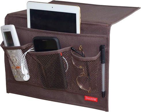 Bedside Storage Organizer, Bedside Caddy, Table Cabinet Storage Organizer, TV Remote Control, Phones, Magazines, Tablets, Accessories (Brown)...