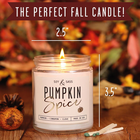 Pumpkin Spice Candle, Fall Candles - 'Pumpkin Spice' Soy Pumpkin Candle I Infused with Essential Oils I Fall Candle Decor, Fall Scented Candle I 9...