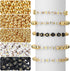 1600 Pieces Alphabet Beads Round Letter Beads for Jewelry Making White Black Letter, 1200 Spacer, 400 Letter Bead in 2 Colors for DIY Craft Making...
