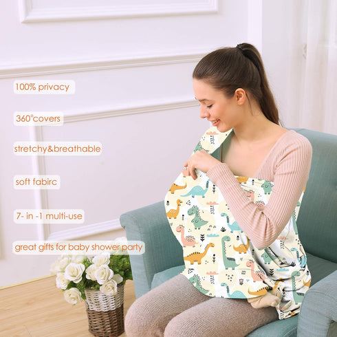 Multi-use Carseat Covers Breastfeeding Cover - Car Seat Covers for Babies, Stretchy Carseat Canopy Cover, Boys and Girls Shower Gifts (Colours Din...