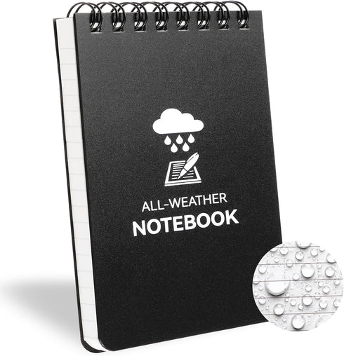 Waterproof Notebook, 3 x 5" Pocket Notepad, Weatherproof Spiral NotePad, All Weather Shower Pocket Notebook, Small Police Notepad 100 Pages Stone ...