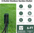HBN Outdoor Power Stake Waterproof with 6FT Long Extension Cord, 3 Grounded Outlets Yard Power Strip with Protective Covers, Electrical Power Stak...