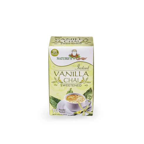 Nature's Guru Instant Vanilla Chai Tea Drink Mix Sweetened, 10 Count (Pack of 1) Single Serve On-the-Go Drink Packets...