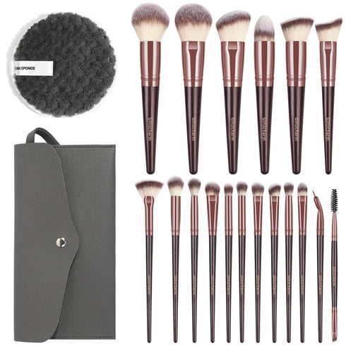 Travel Makeup Brush Set 18 Pcs Professional Makeup Brushes with Case & Makeup Remover Pads Premium Synthetic Travel Brush Set Eyeshadow Foundation...