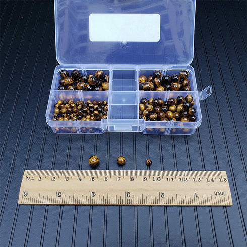 4mm 6mm 8mm Stone Beads Kit for Jewelry Making, Natural Gemstone Round Loose Beads Set for Bracelet Necklace Earring, Tiger Eye 215pcs...