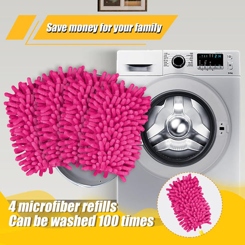 4pcs Duster Refills for Swiffer, Microfiber Ceiling Fan Duster 360 Duster Refills Heavy Duty Hand Dusters for Cleaning Compatible with Swiffer (Ro...