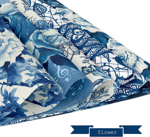 Blue Rose Scrapbook Paper Pad,24 Pcs Blue Rose Pattern Double-Sided Decopodge Paper,Cardstock Paper for Scrapbooking DIY Decorative Background Car...