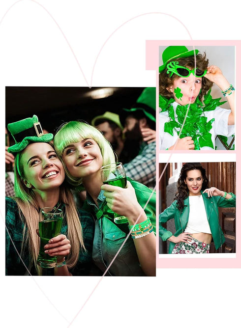 2566PCS+ St. Patrick's Day Beads for Jewelry Making Green Heishi Pearl Star Letter Clay Wooden Irish Round Loose Beads with Enamel Luck Shamrock H...