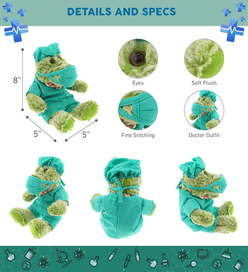 DolliBu Sitting Alligator Doctor Plush Toy - Super Soft Alligator Doctor Stuffed Animal Dress Up with Cute Uniform and Cap Outfit - Gift for Docto...