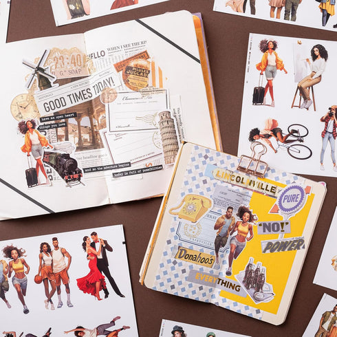 Scrapbook Stickers Set, 174Pcs Aesthetic Girls Sticker for Scrapbooking and Journaling, Junk Journal Supplies, Brown Bullet Journals Materials, Pl...
