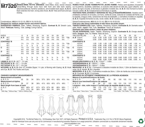 McCall's Patterns M7320 Misses'/Miss Petite Mermaid-Hem and High-Low Dresses, Size A5 (6-8-10-12-14)...
