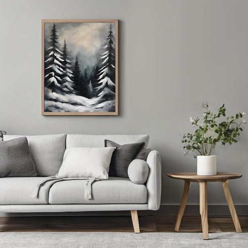Posterizer 1 pcs-trees and snow in a winter day-in oil painting style-3-Landscape & Nature Art-GIft for Men Women Teens-Dining Room Decor- unframe...