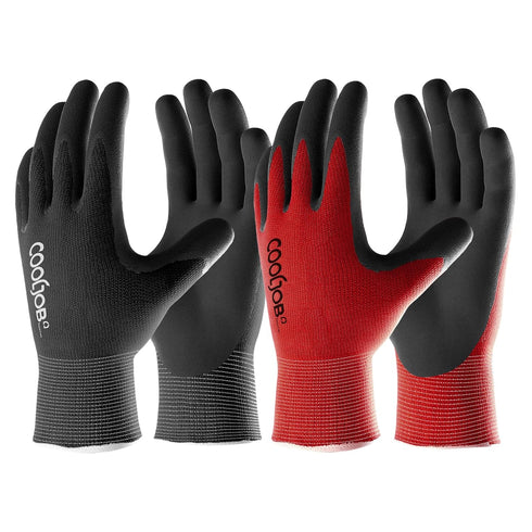 COOLJOB Gardening Gloves for Men, 6 Pairs Breathable Rubber Coated Garden Gloves for Weeding Landscaping, Outside Work Gloves for Lawn Yard, Men’s...